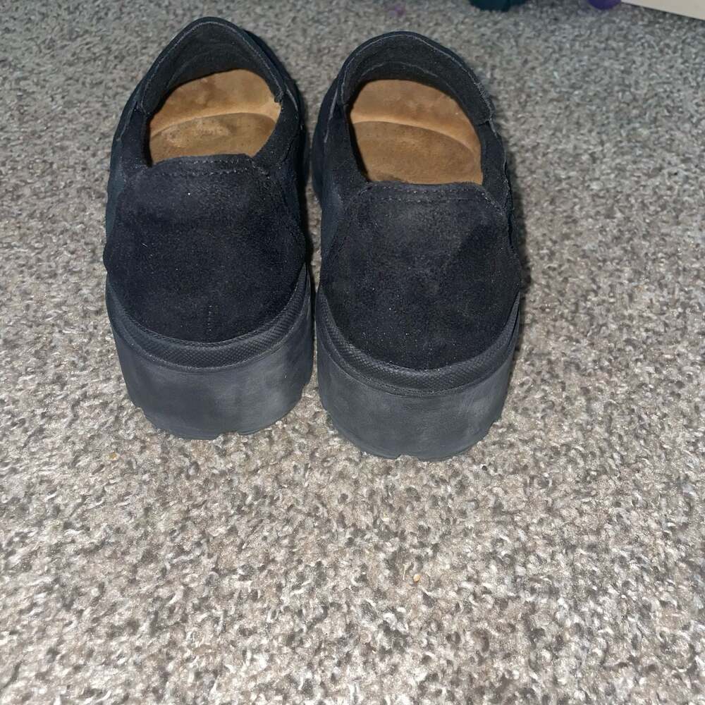 Clarks Collection Calla Ease Black Suede Leopard Print Strap Loafers - Picture 4 of 6